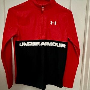 Under Armour Shirt Youth Large Heat Gear Spellout Quarter Zip Lightweight School